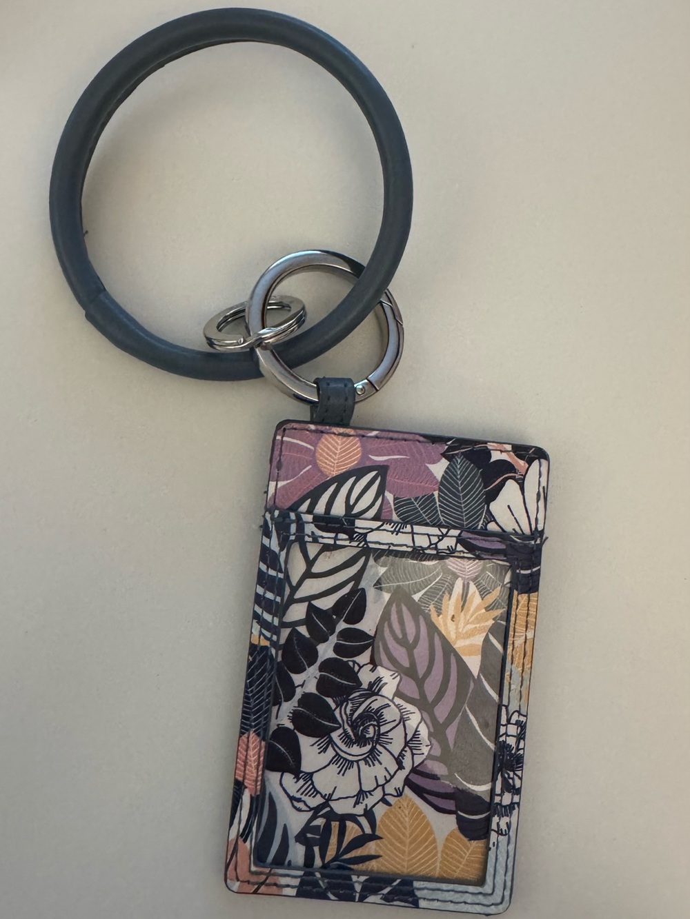 Vera Bradley Floral Card Holder Keyring in Purple and Yellow Multi